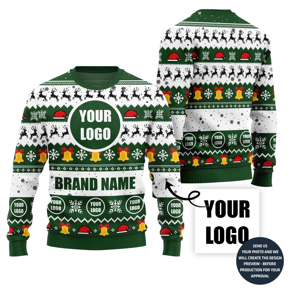 Colorful Custom Company Logo And Name Holiday Jumper