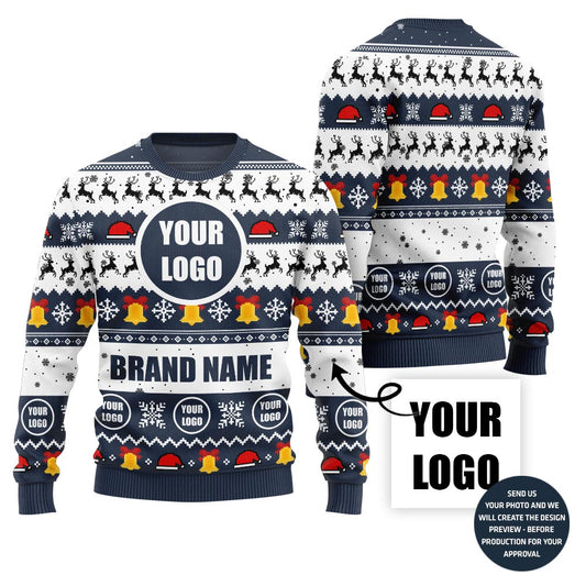 Colorful Custom Company Logo And Name Holiday Jumper