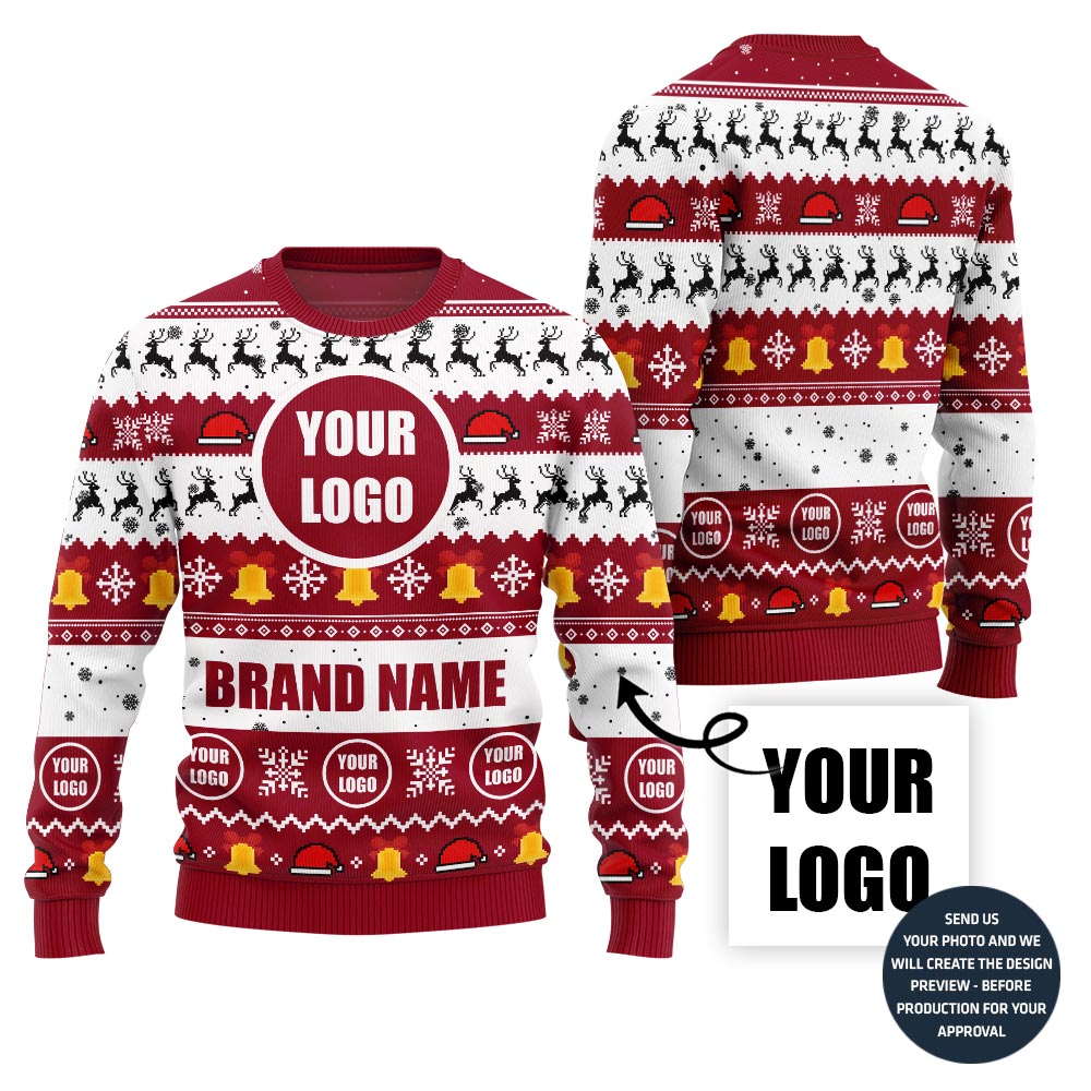 Colorful Custom Company Logo And Name Holiday Jumper