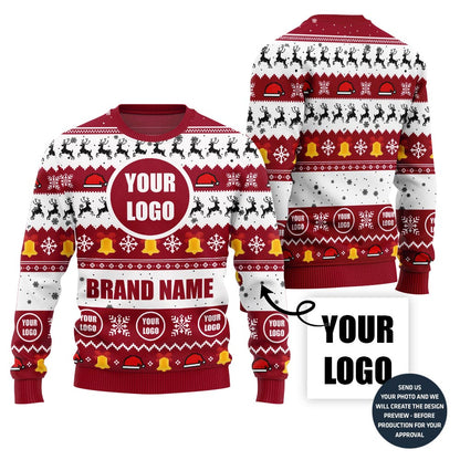 Colorful Custom Company Logo And Name Holiday Jumper