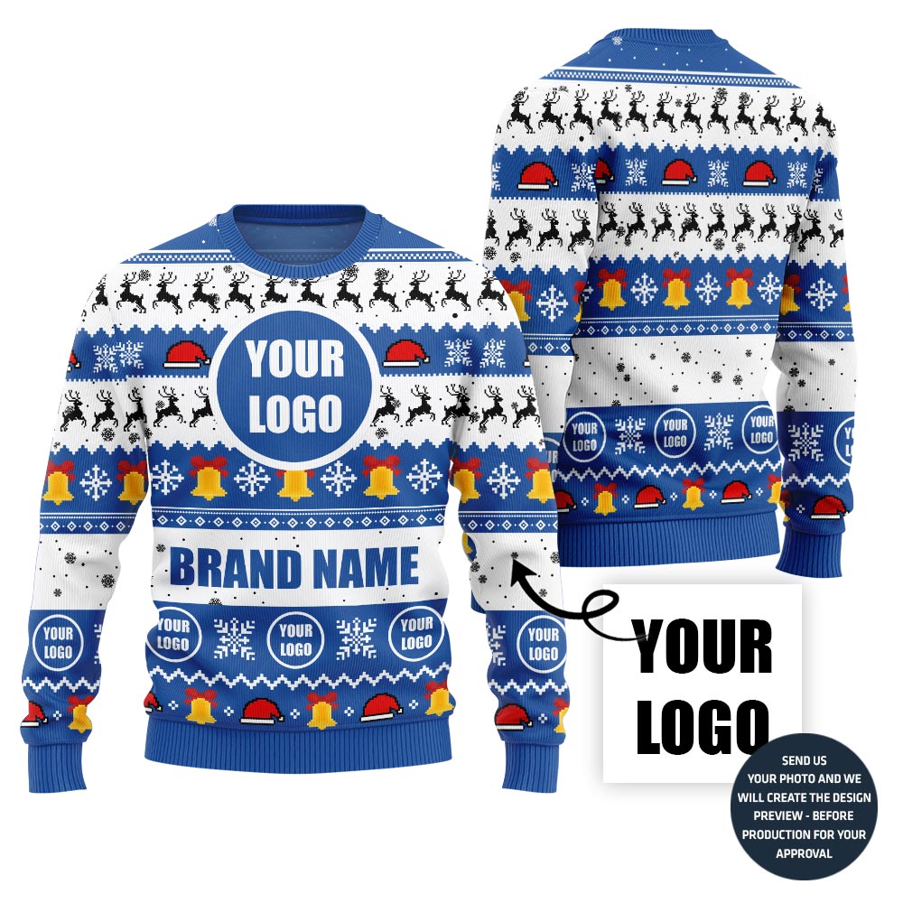 Colorful Custom Company Logo And Name Holiday Jumper
