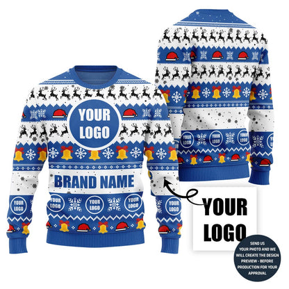 Colorful Custom Company Logo And Name Holiday Jumper