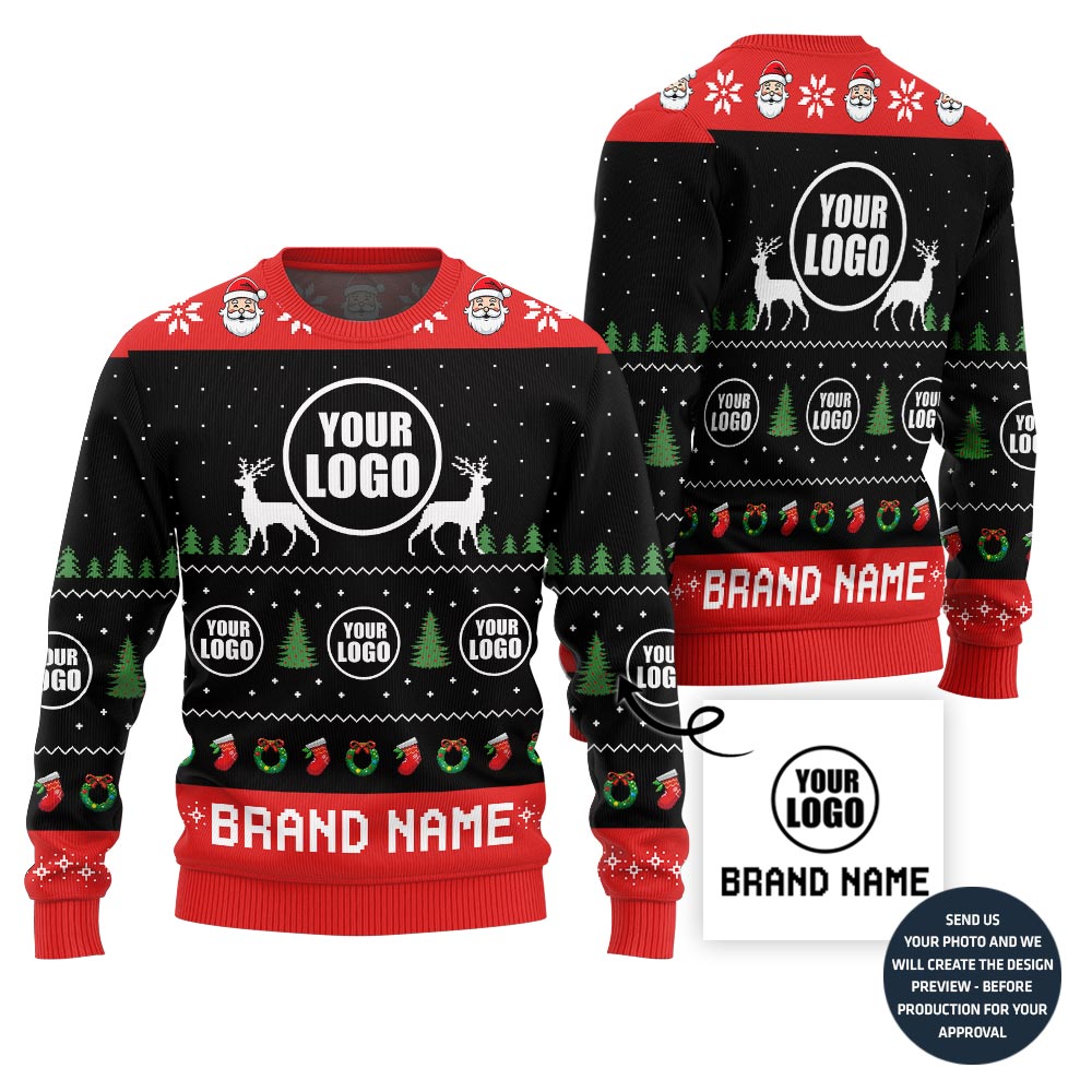 Colorful Custom Logo And Name Holiday Sweater For Company