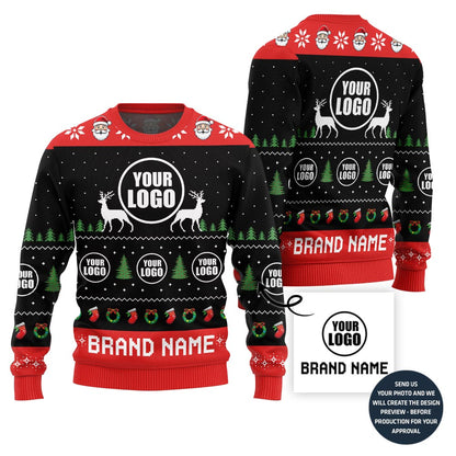 Colorful Custom Logo And Name Holiday Sweater For Company