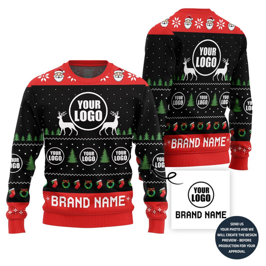 Colorful Custom Logo And Name Holiday Sweater For Company