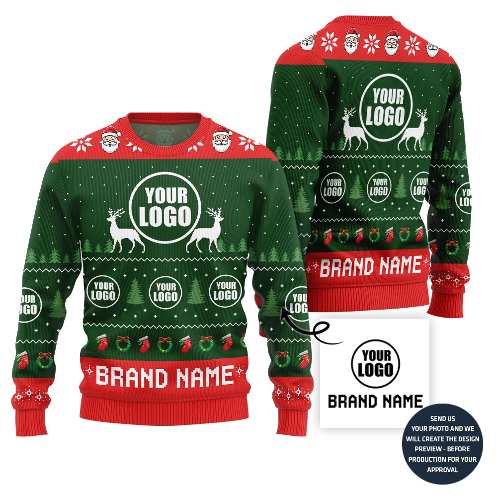 Colorful Custom Logo And Name Holiday Sweater For Company