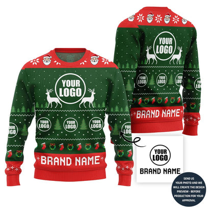 Colorful Custom Logo And Name Holiday Sweater For Company