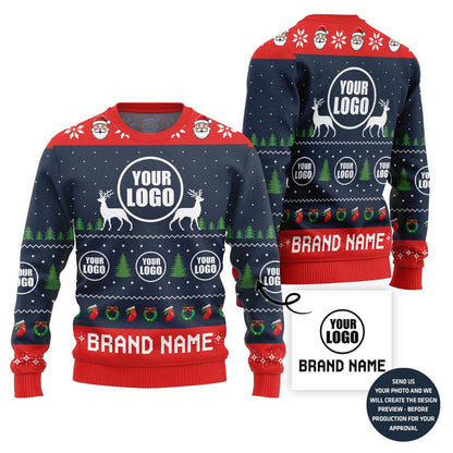 Colorful Custom Logo And Name Holiday Sweater For Company