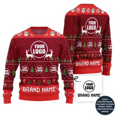Colorful Custom Logo And Name Holiday Sweater For Company