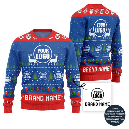 Colorful Custom Logo And Name Holiday Sweater For Company