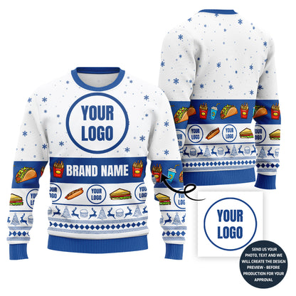 Colorful Custom Ugly Xmas Sweater For Fast Food Restaurant