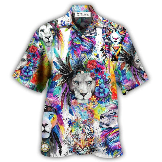 Hawaiian Shirt / Adults / S Lion Colorful Painting - Hawaiian Shirt 