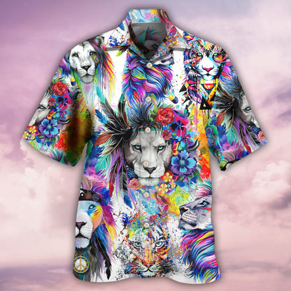 Lion Colorful Painting - Hawaiian Shirt 