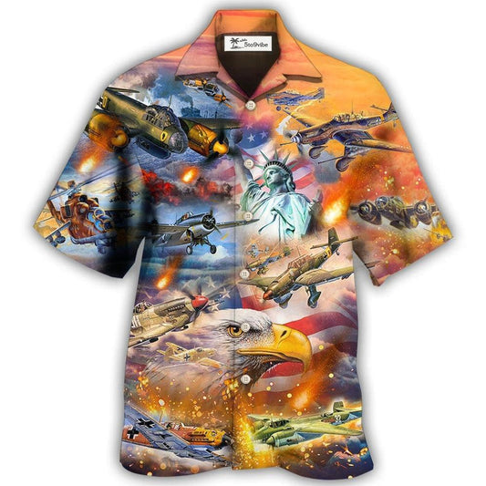 Hawaiian Shirt / Adults / S Combat Aircraft Independence Day America - Hawaiian Shirt 