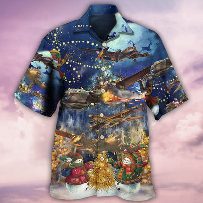 Combat Aircraft Merry Christmas Night - Hawaiian Shirt 