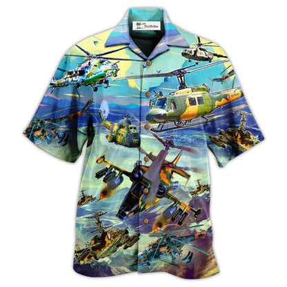 Hawaiian Shirt / Adults / S Combat Aircraft Sky Line Blue Style - Hawaiian Shirt 