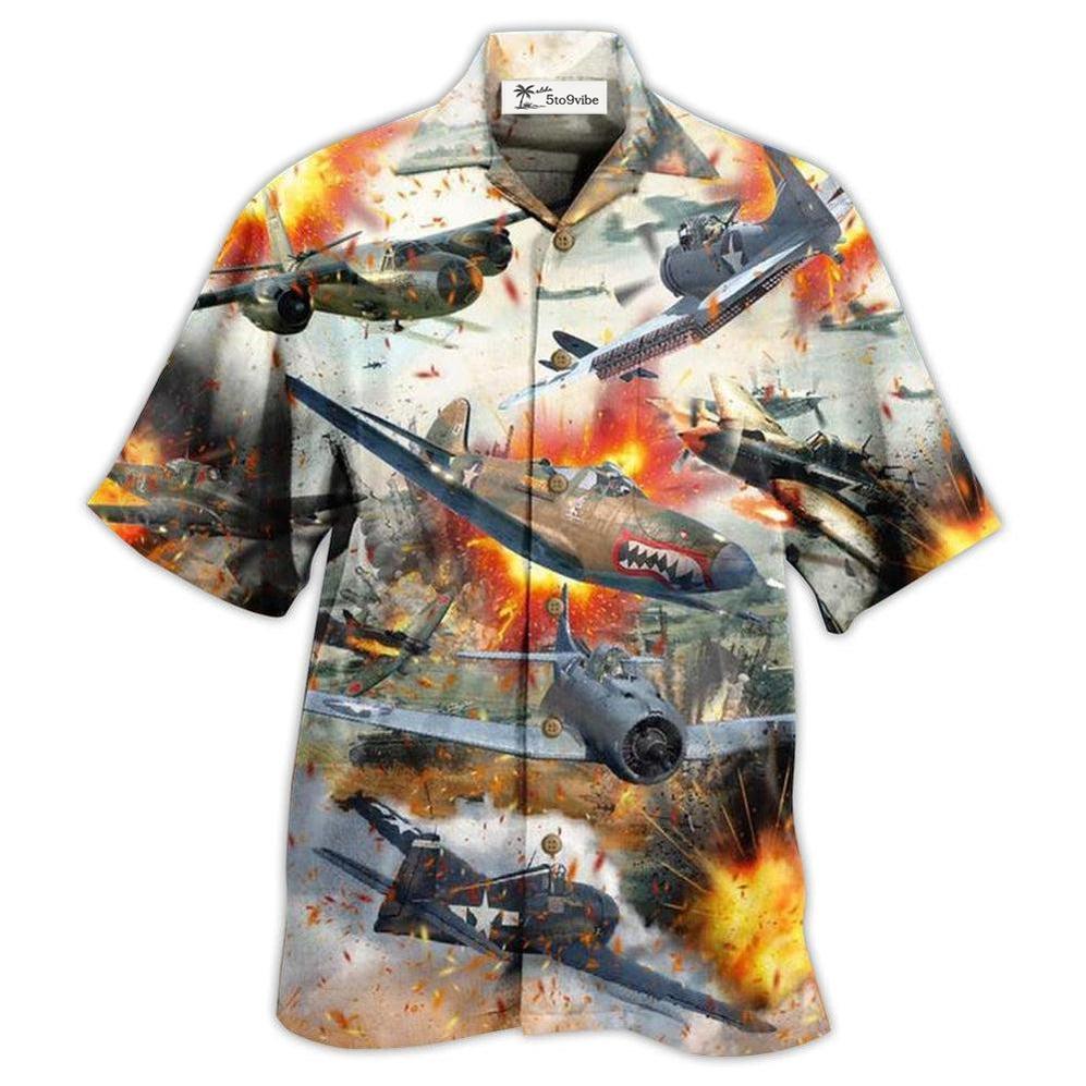 Hawaiian Shirt / Adults / S Combat Aircraft Fire War - Hawaiian Shirt 