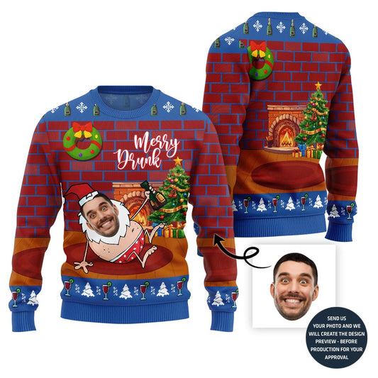Comfortable Custom Face Ugly Christmas Sweater For Men