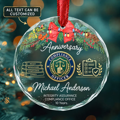 Compliance Officers Personalized Glass Ornament | 5To9Vibe