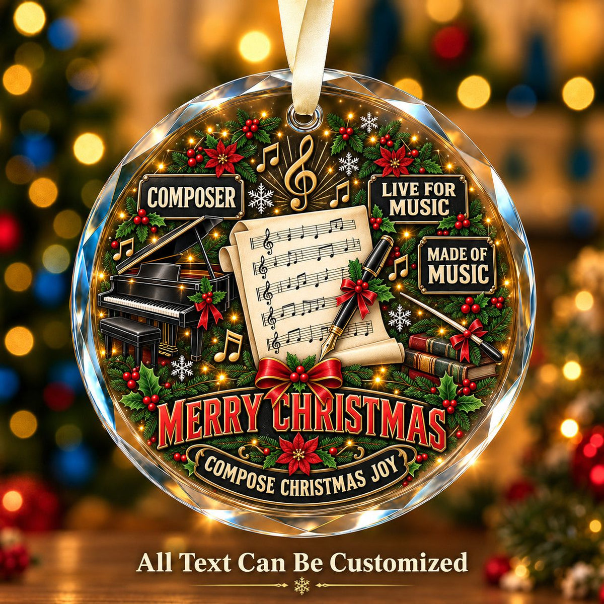 Composer Personalized Glass Ornament | 5To9Vibe