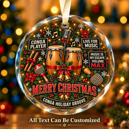 Conga Player Personalized Glass Ornament | 5To9Vibe