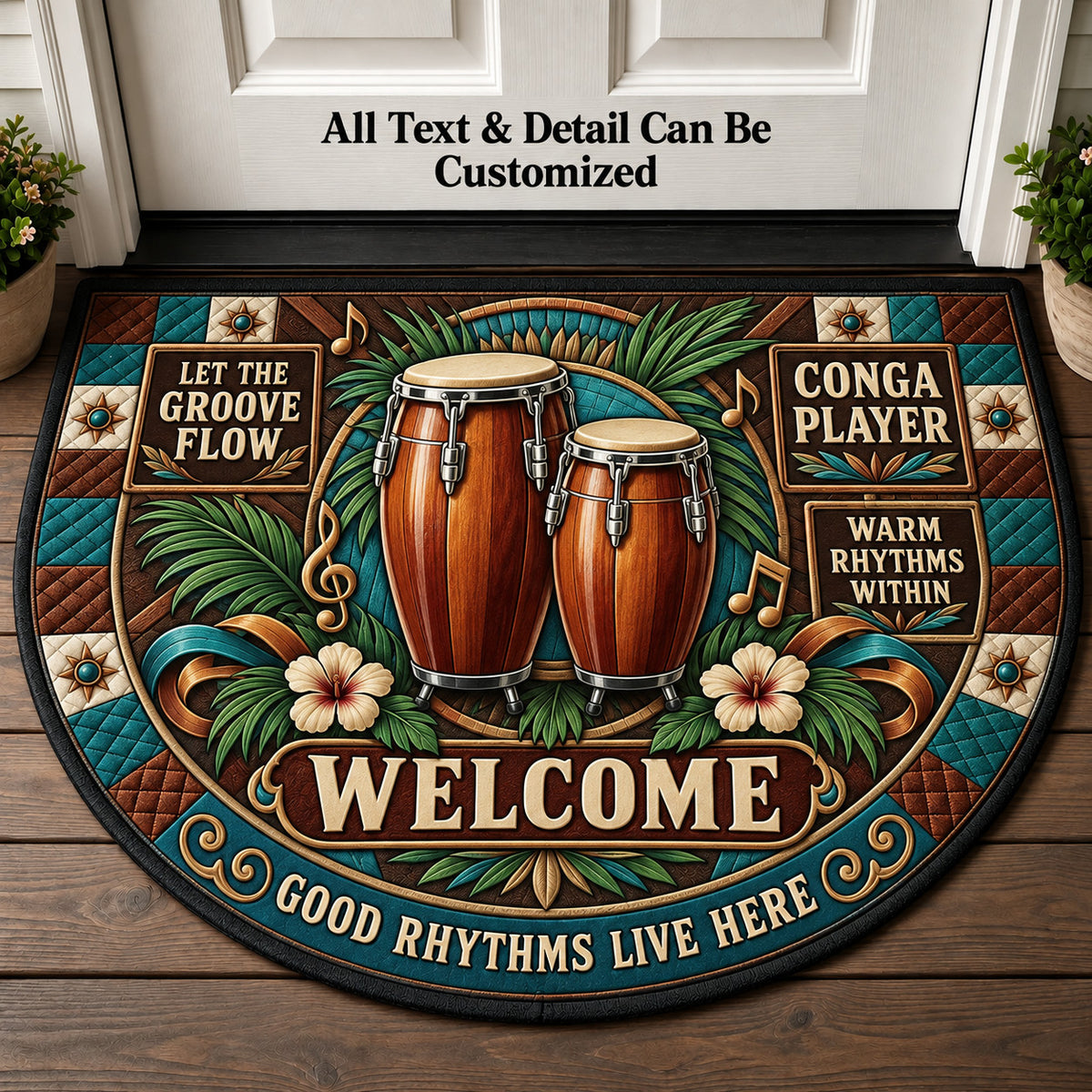 Conga Player Personalized Half Round Mat | 5To9Vibe
