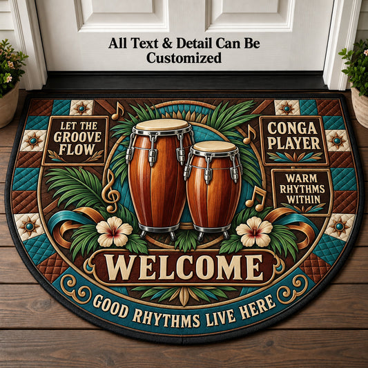 Conga Player Personalized Half Round Mat | 5To9Vibe