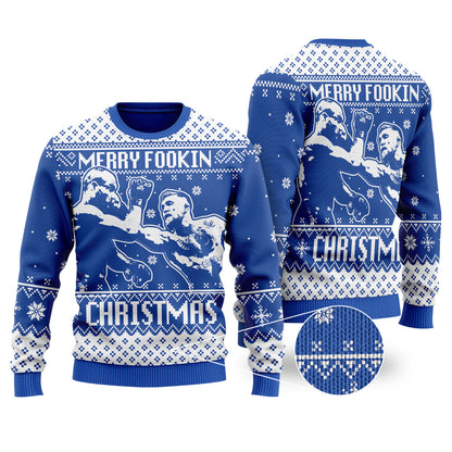 Conor Mcgregor Ugly Christmas Sweater Royal - Funny Ugly Christmas Sweater