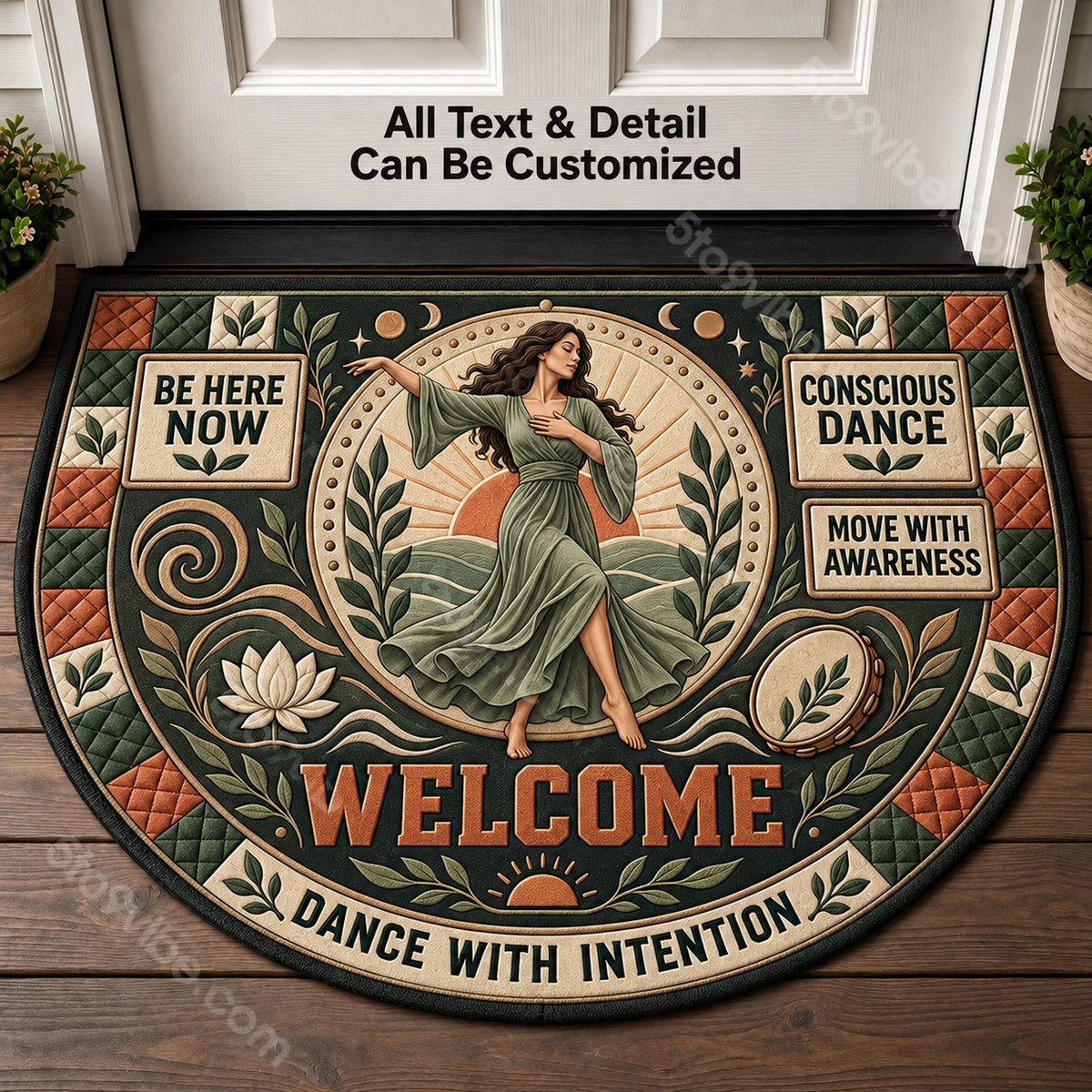 Conscious Dance Personalized Half Round Mat | 5To9Vibe