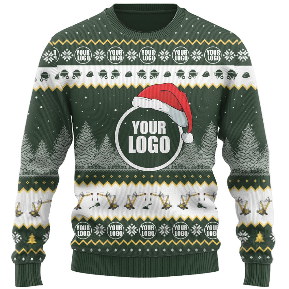 Construction Custom Company Logo Ugly Christmas Sweater