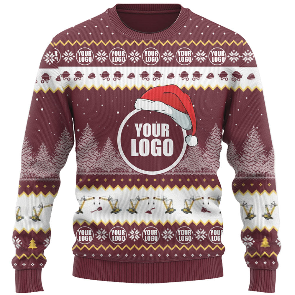 Construction Custom Company Logo Ugly Christmas Sweater