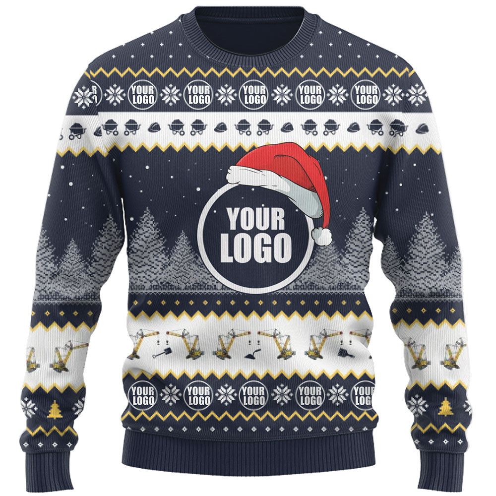 Construction Custom Company Logo Ugly Christmas Sweater