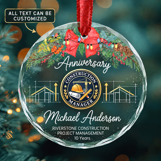 Construction Managers Personalized Glass Ornament | 5To9Vibe