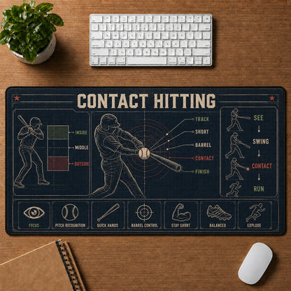 Contact Hitting Baseball Blueprint Desk Mat | 5To9Vibe