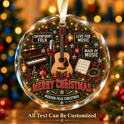 Contemporary Folk Personalized Glass Ornament | 5To9Vibe