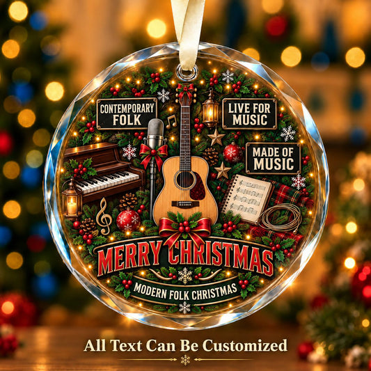 Contemporary Folk Personalized Glass Ornament | 5To9Vibe