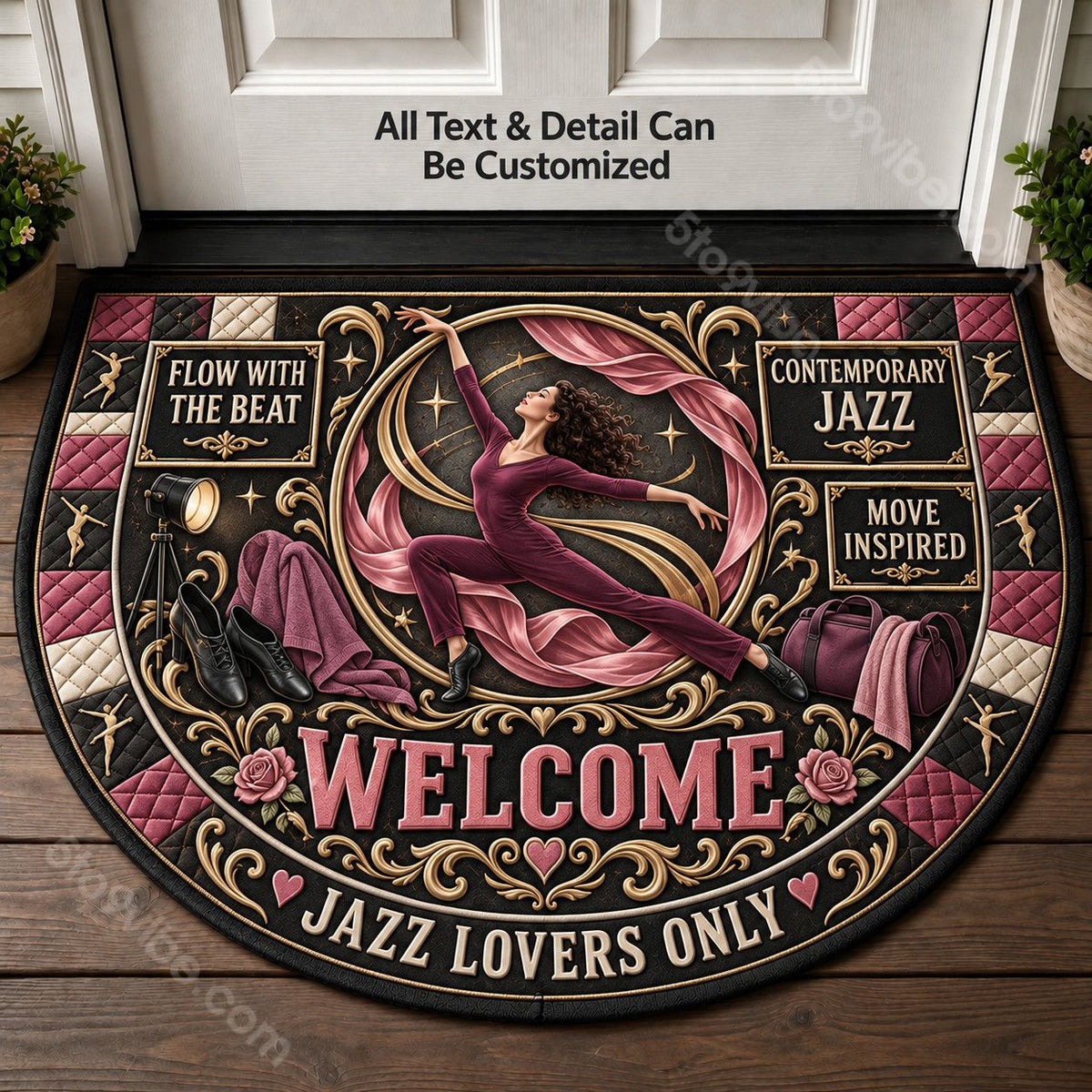 Contemporary Jazz Personalized Half Round Mat | 5To9Vibe