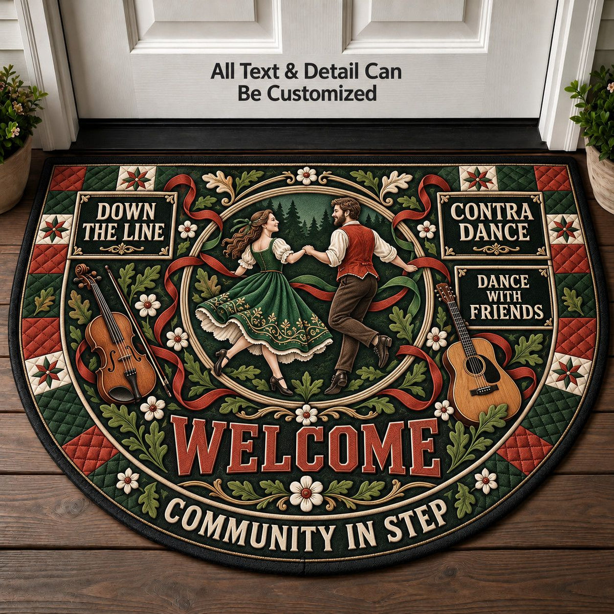 Contra Dance Personalized Half Round Mat | 5To9Vibe