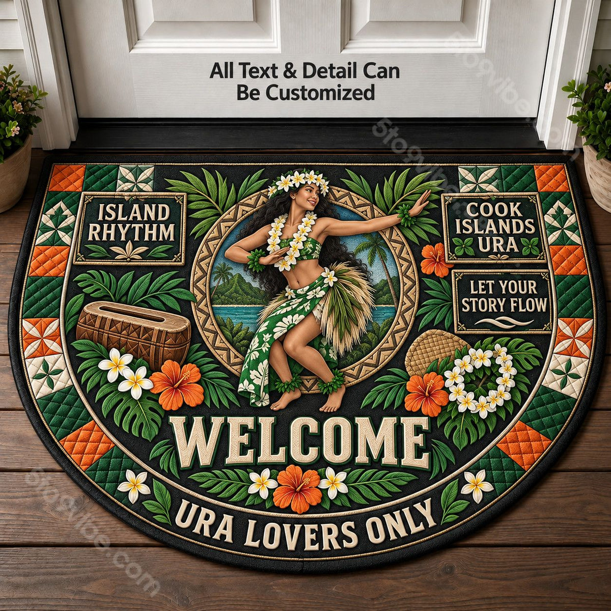 Cook Islands Ura Personalized Half Round Mat | 5To9Vibe
