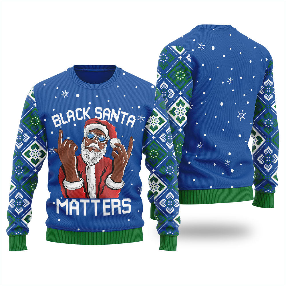Cool Black Santa Matters Ugly Christmas Sweater