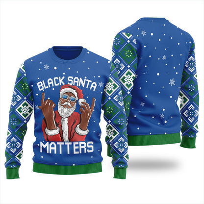 Cool Black Santa Matters Ugly Christmas Sweater