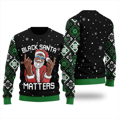 Cool Black Santa Matters Ugly Christmas Sweater