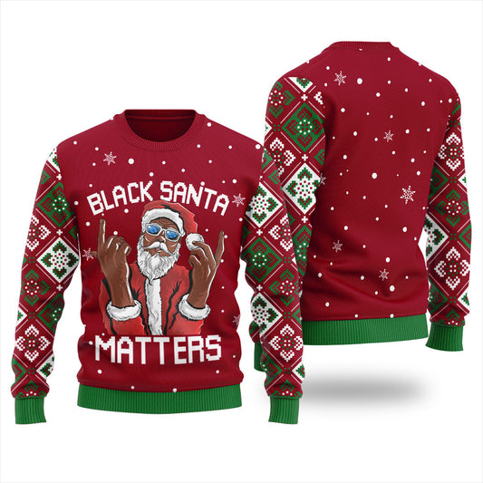 Cool Black Santa Matters Ugly Christmas Sweater