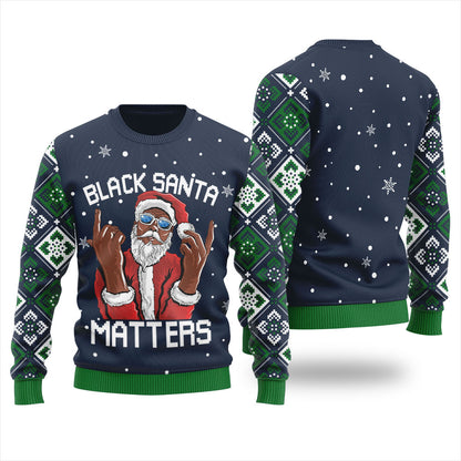 Cool Black Santa Matters Ugly Christmas Sweater