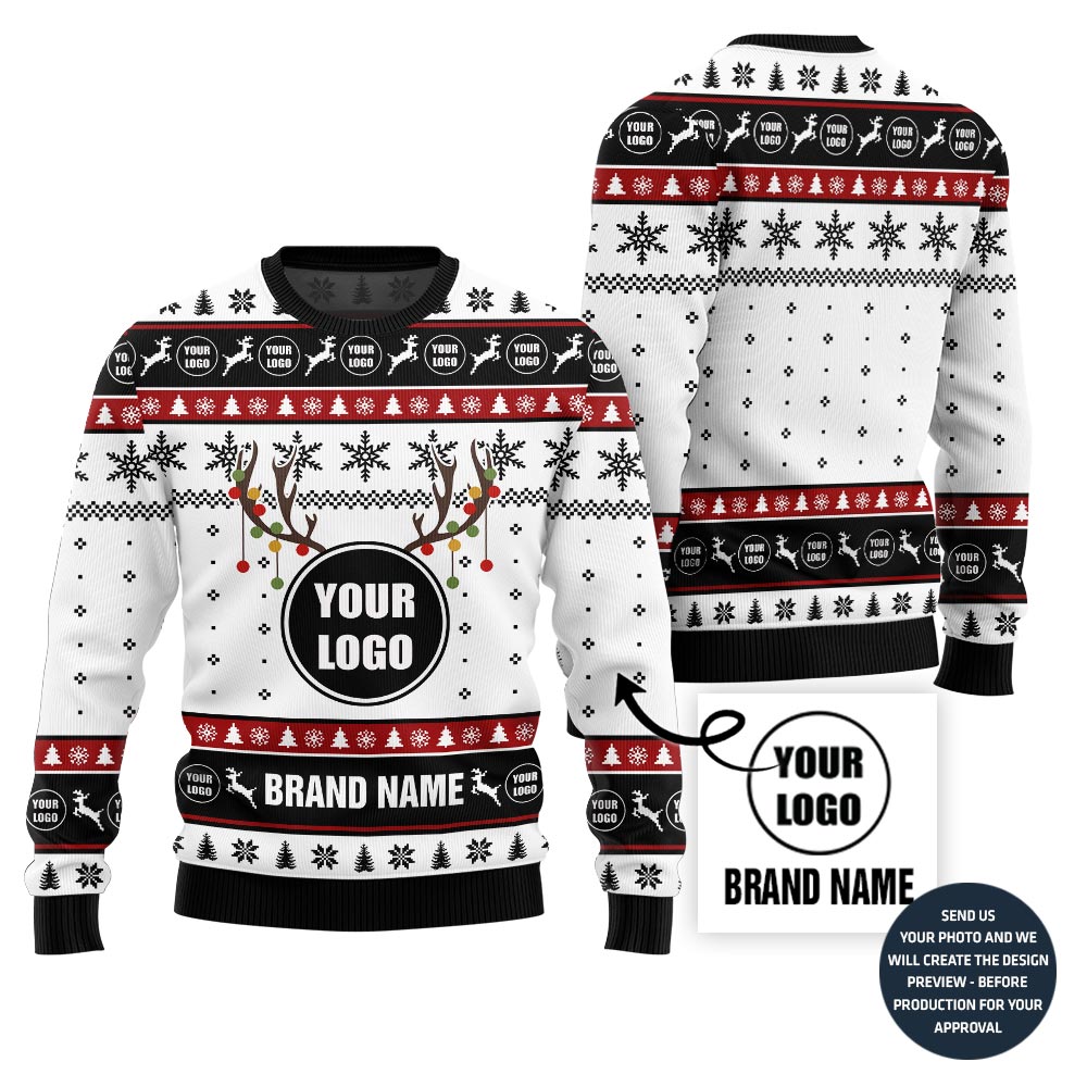 Cool Custom Logo and Name Ugly Christmas Sweater