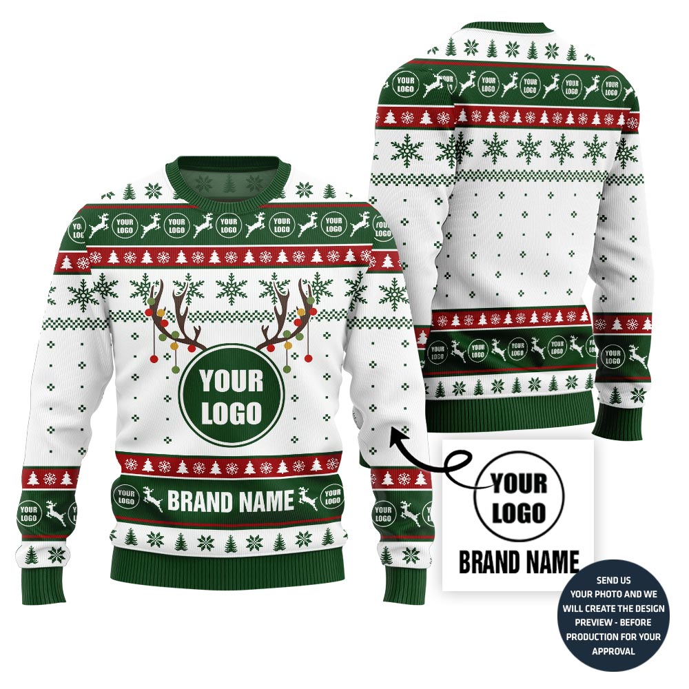 Cool Custom Logo and Name Ugly Christmas Sweater