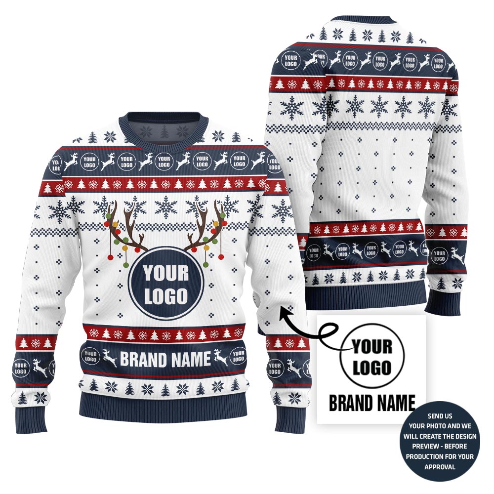 Cool Custom Logo and Name Ugly Christmas Sweater