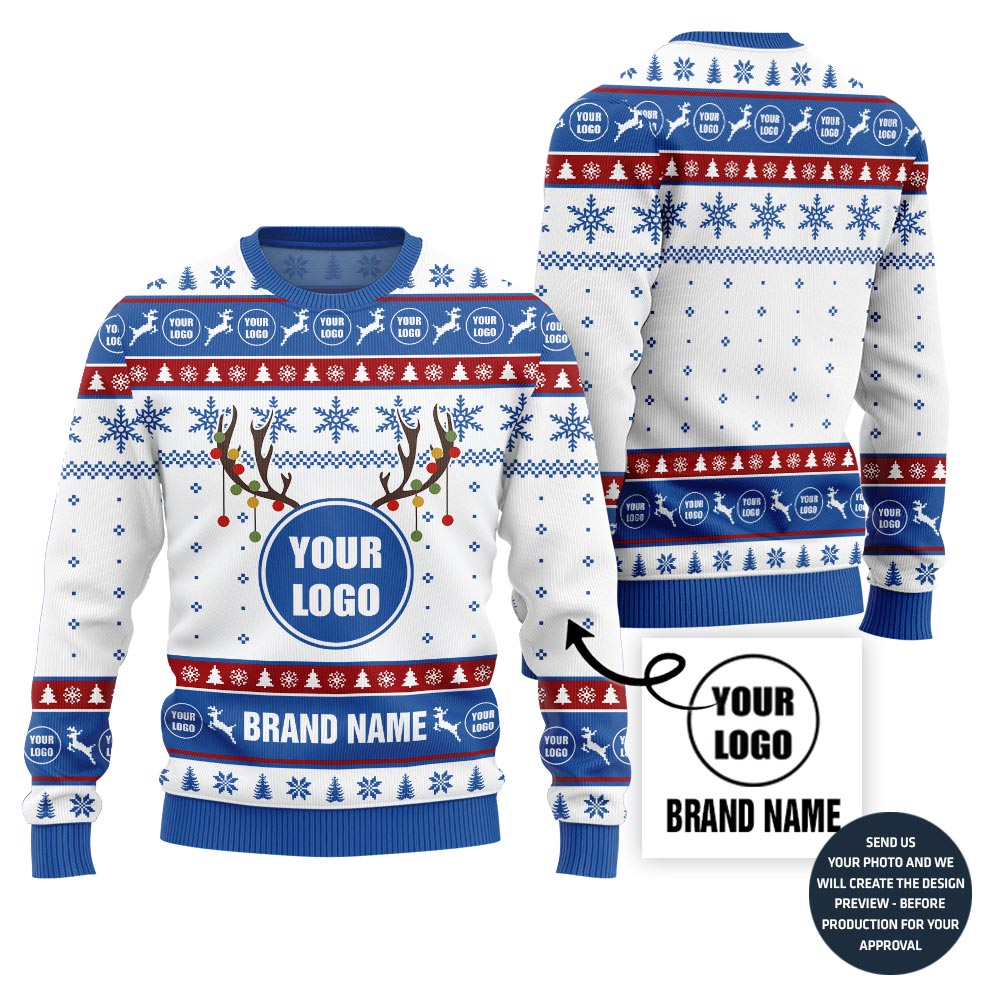 Cool Custom Logo and Name Ugly Christmas Sweater