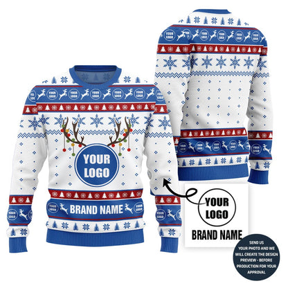Cool Custom Logo and Name Ugly Christmas Sweater