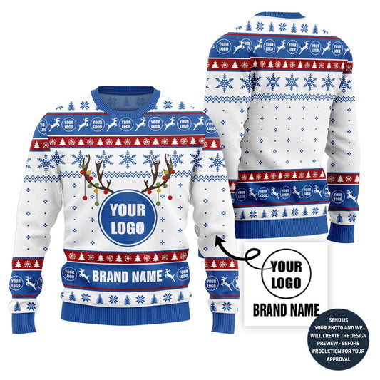 Cool Custom Logo and Name Ugly Christmas Sweater